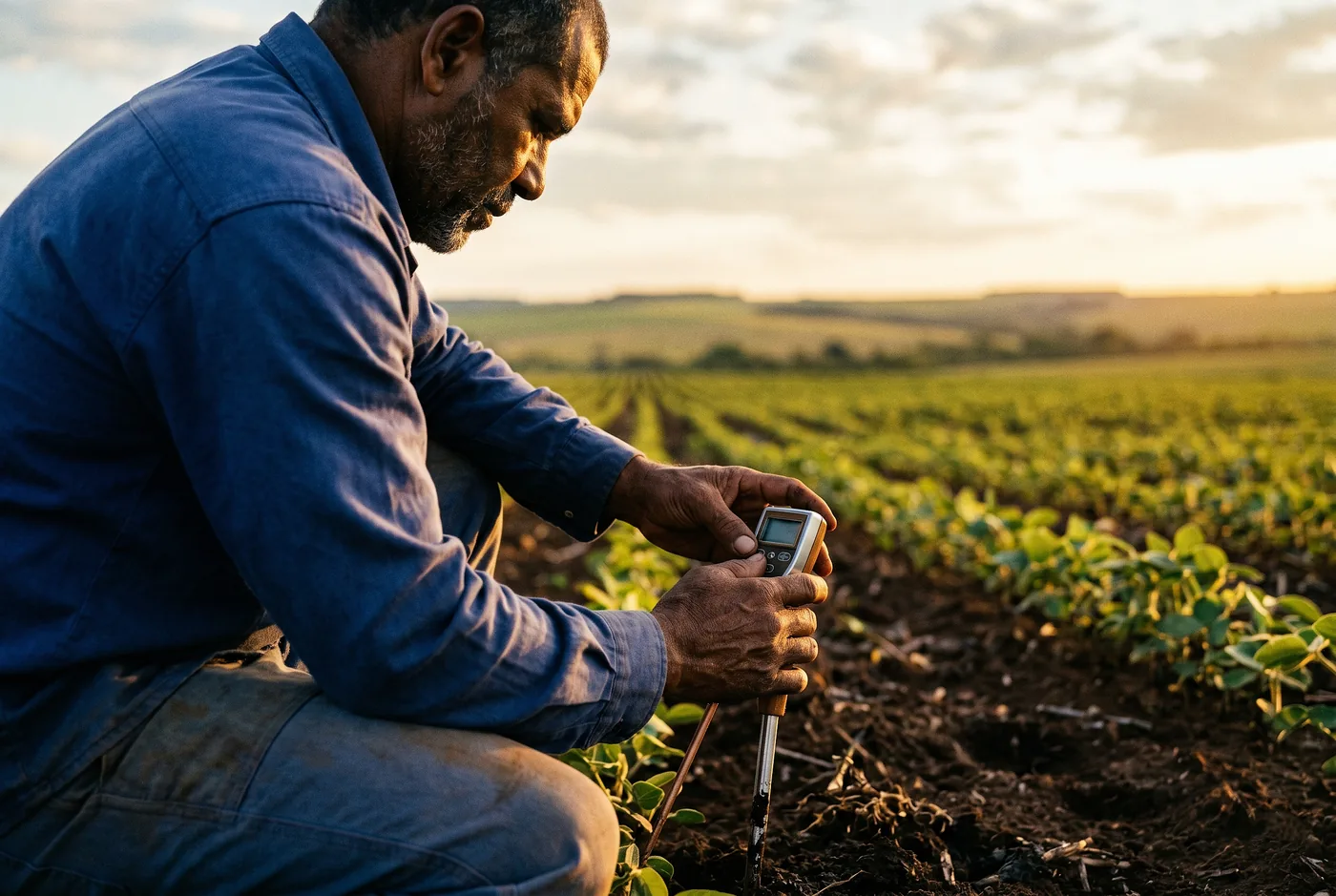 Empresário rural avaliando captação subsidiada
